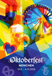 Oktoberfestplakat 2026 - Das neue Wiesnplakat ist da! (c) Bild by RAW/LH Stadt München, Design by Florian Huber